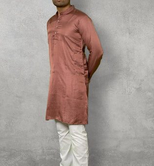 CRIMSON SILK ROSE GOLD KURTA