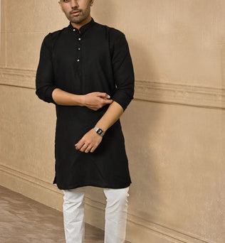 LINEN BLACK KURTA