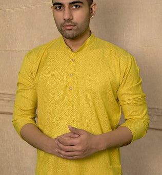 RAP YELLOW SELF DESIGN KURTA