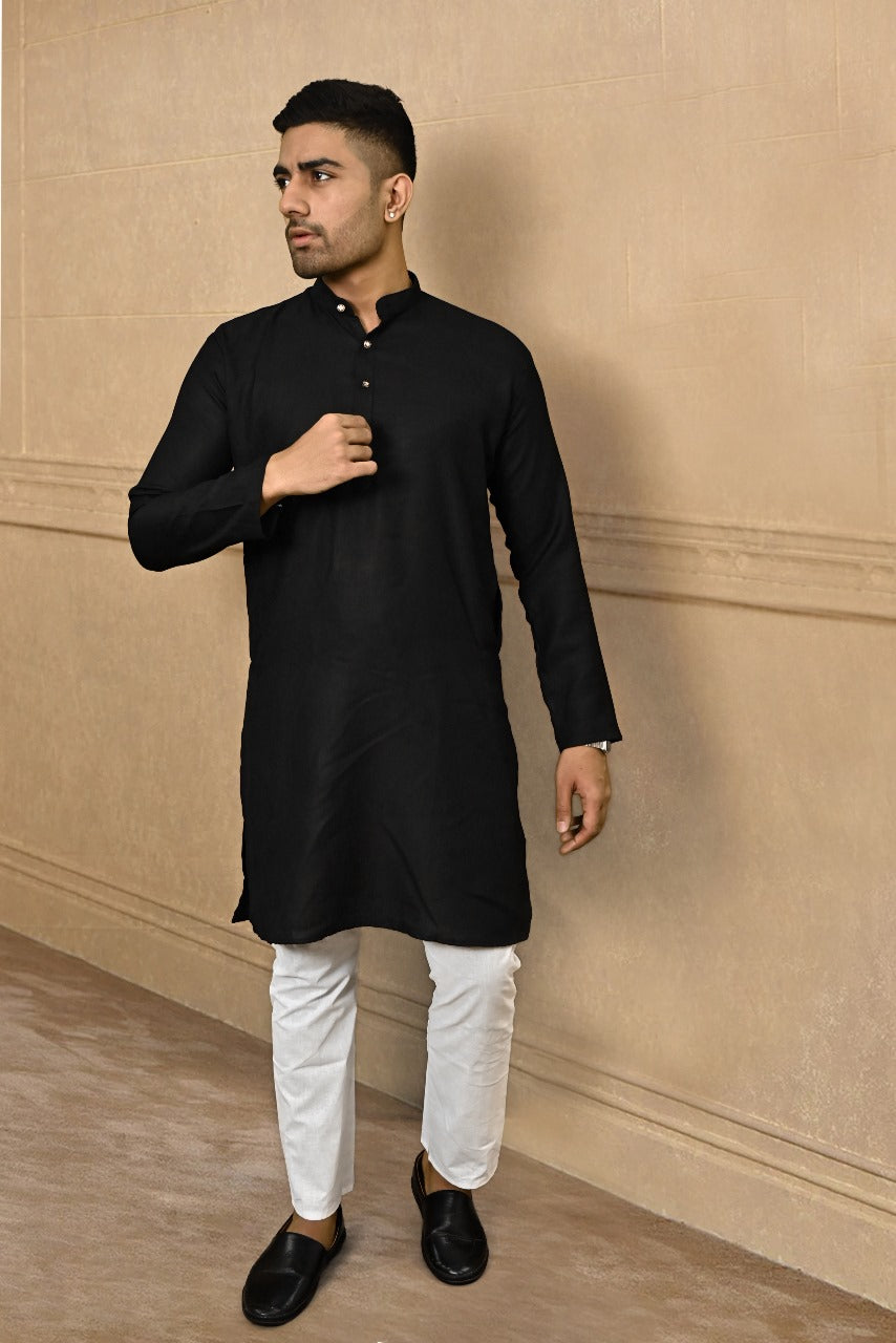 LINEN BLACK KURTA