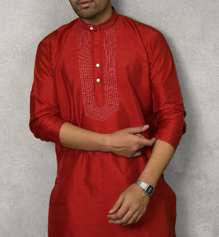 RAW SILK RED KURTA