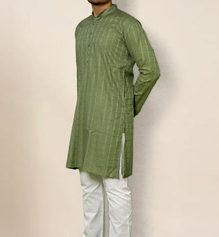 OLIVE SELF DESIGN KURTA