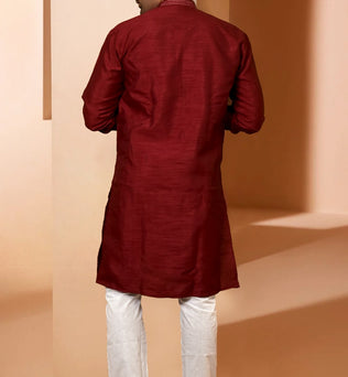 RAW SILK MEHROON KURTA