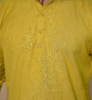 RAP YELLOW SELF DESIGN KURTA