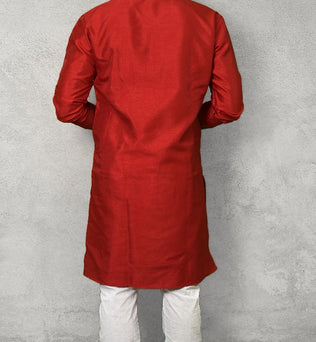 RAW SILK RED KURTA