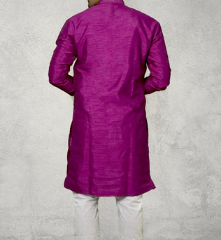 RAW SILK MERGENTA PINK KURTA