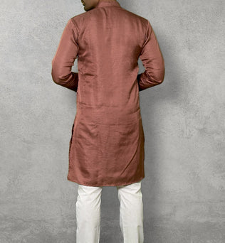 CRIMSON SILK ROSE GOLD KURTA