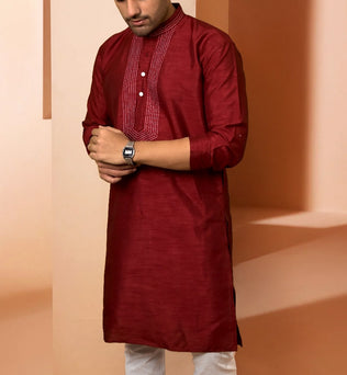 RAW SILK MEHROON KURTA