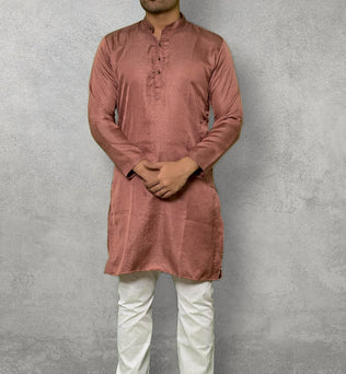 CRIMSON SILK ROSE GOLD KURTA