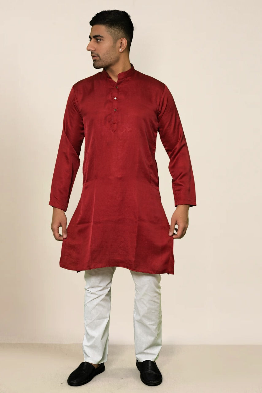 CRIMSON SILK MEHROON KURTA