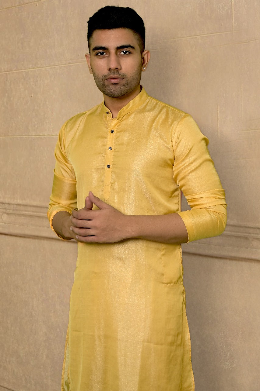 CRIMSON SILK YELLOW KURTA