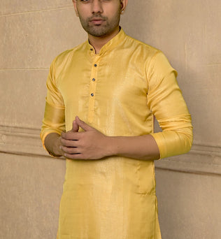 CRIMSON SILK YELLOW KURTA