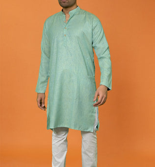 AQUA BLUE SELF DESIGN KURTA