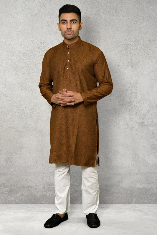 RUSSET SELF DESIGN KURTA